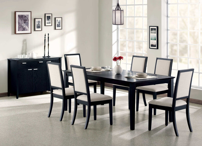 Louise - Black - Rectangular Dining Table w/ Extension Leaf - Ornate Home