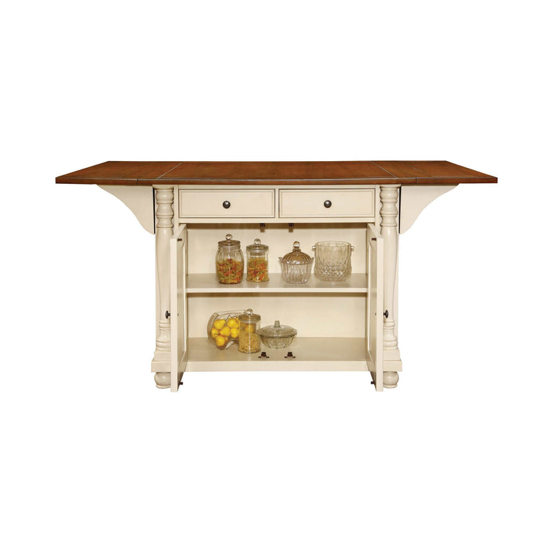 Slater Brown & Buttermilk 2 Drawer Kitchen Island w/ Drop Leaves - Ornate Home