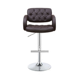 Veer Brown & Chrome 29″ Adjustable Height Bar Stool - Ornate Home