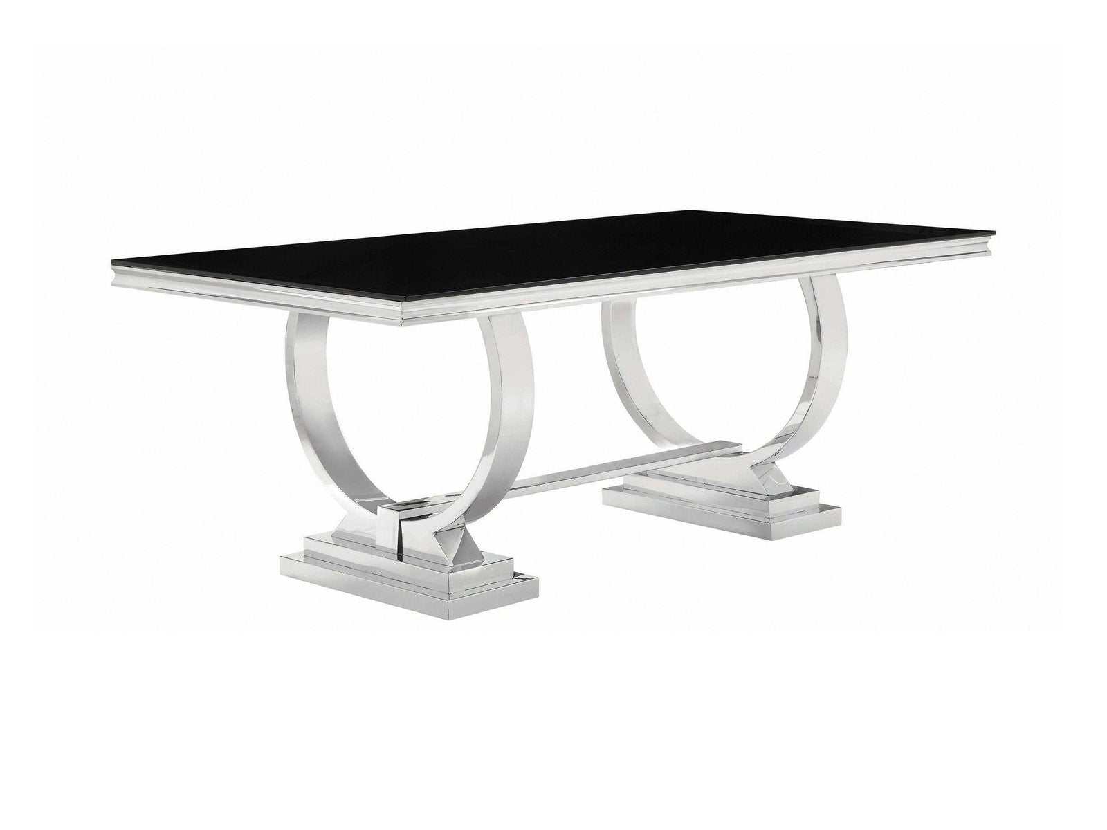 Antoine Black Glass & Chrome Dining Table - Ornate Home