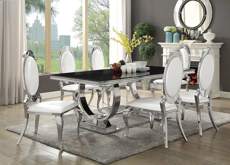 Antoine - Black Glass & Chrome - Dining Table - Ornate Home