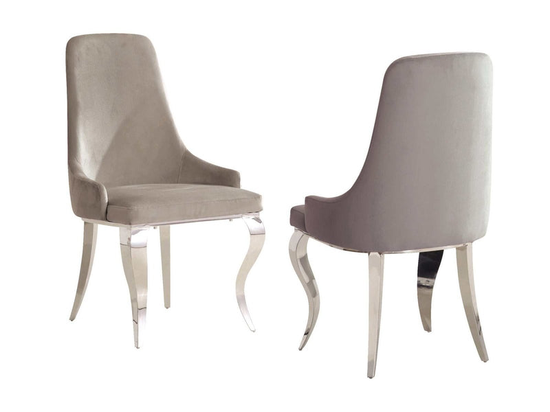Antoine Grey Velvet & Chrome Side Chairs (Set of 2) - Ornate Home