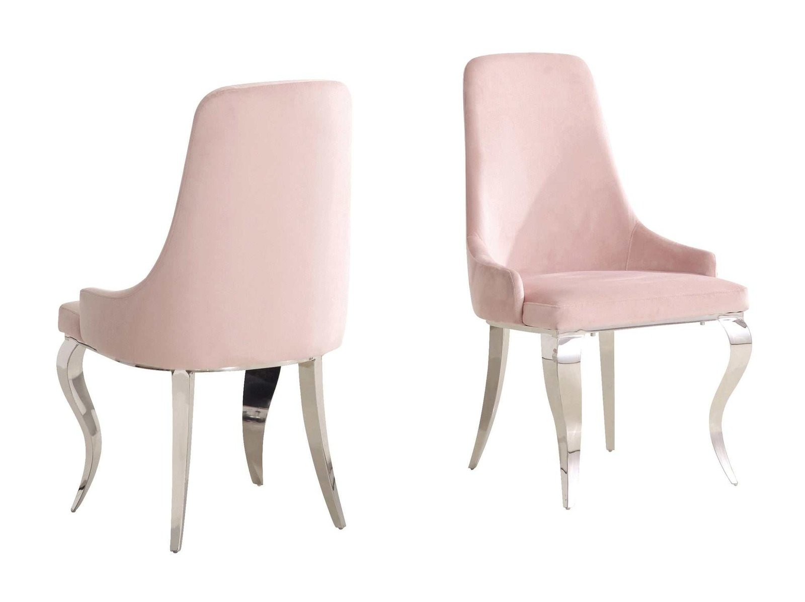 Antoine Pink Velvet & Chrome Side Chairs (Set of 2) - Ornate Home