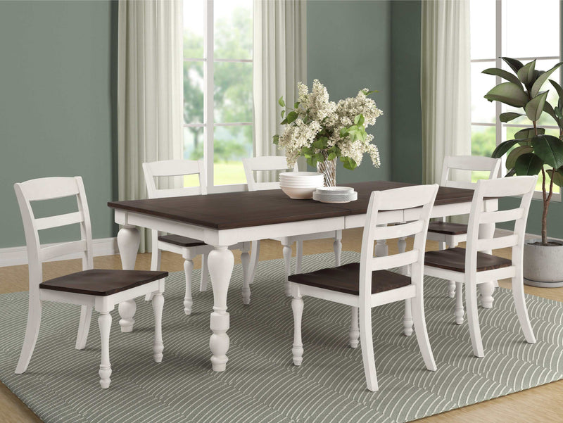 Madelyn Dark Cocoa & Coastal White Dining Table w/ Extension Leaf - Ornate Home