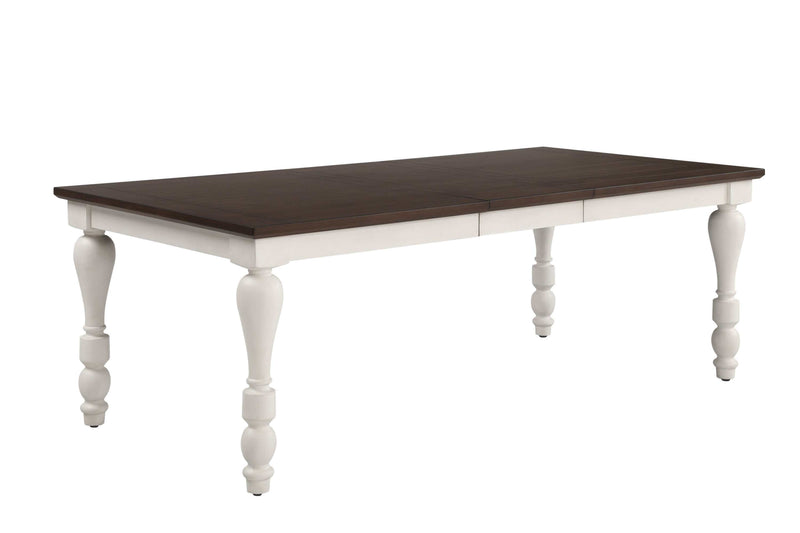 Madelyn Dark Cocoa & Coastal White Dining Table w/ Extension Leaf - Ornate Home