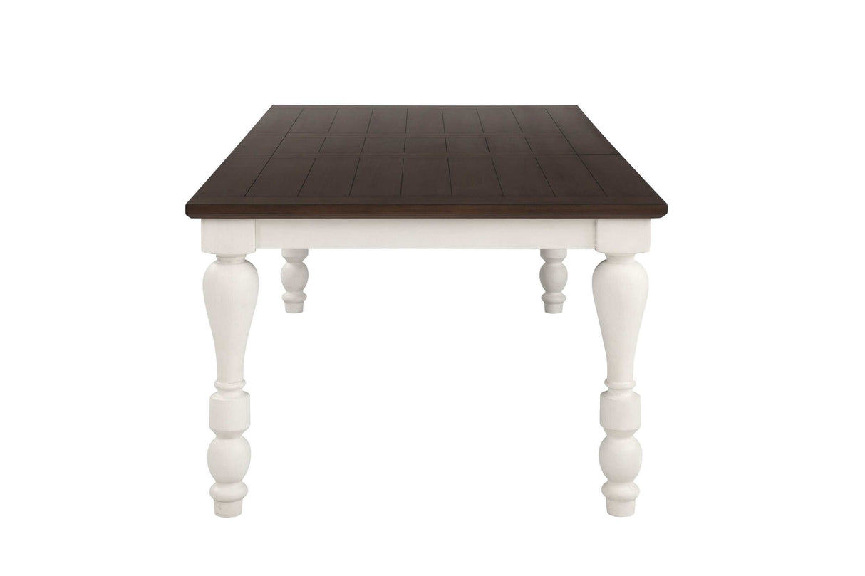 Madelyn Dark Cocoa & Coastal White Dining Table w/ Extension Leaf - Ornate Home