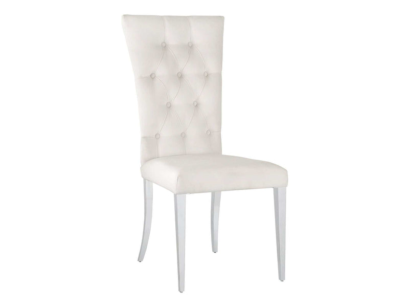 Kerwin White & Chrome Tufted Side Chair (Set of 2) - Ornate Home