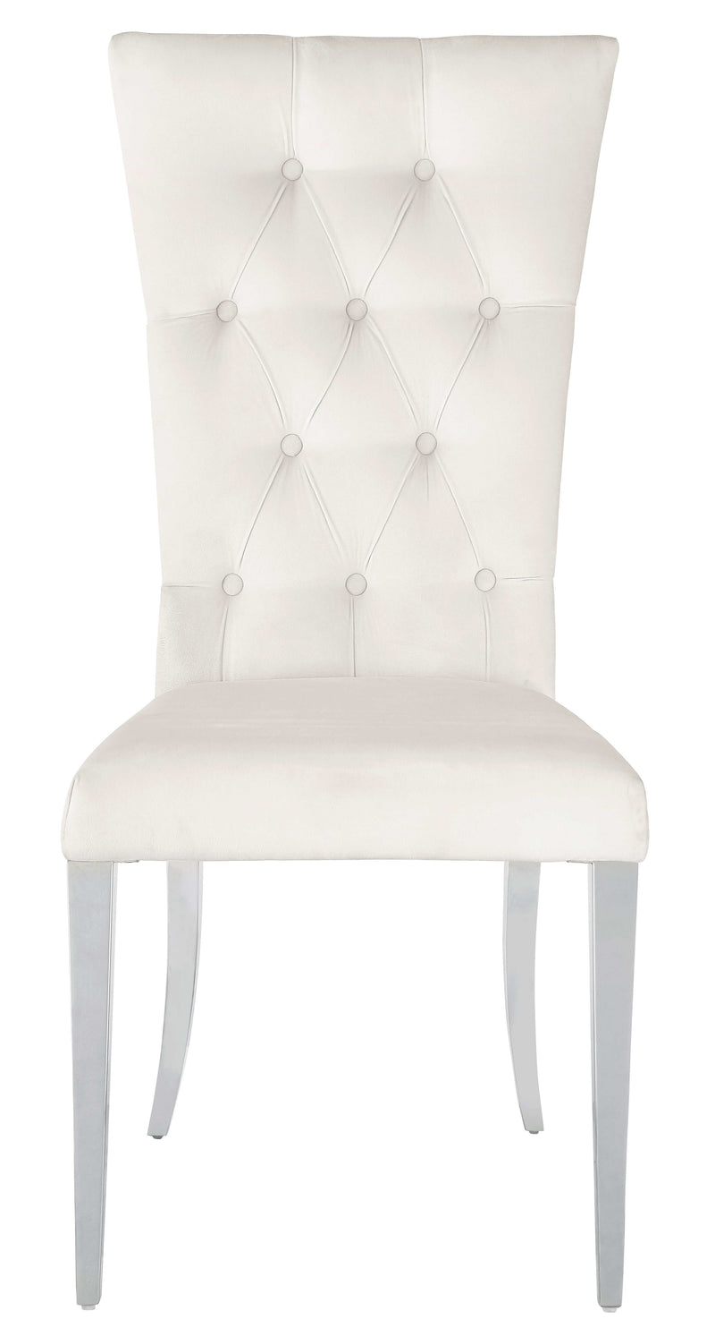 Kerwin White & Chrome Tufted Side Chair (Set of 2) - Ornate Home