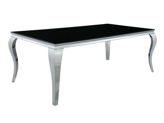 Carone Black & Chrome Glass Top Dining Table - Ornate Home