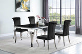 Carone Black & Chrome Glass Top Dining Table - Ornate Home