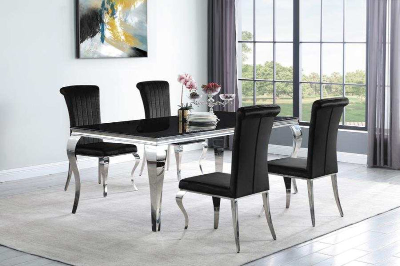 Carone - Black & Chrome - Glass Top Dining Table - Ornate Home