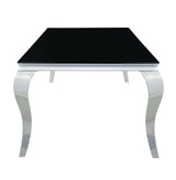 Carone Black & Chrome Glass Top Dining Table - Ornate Home