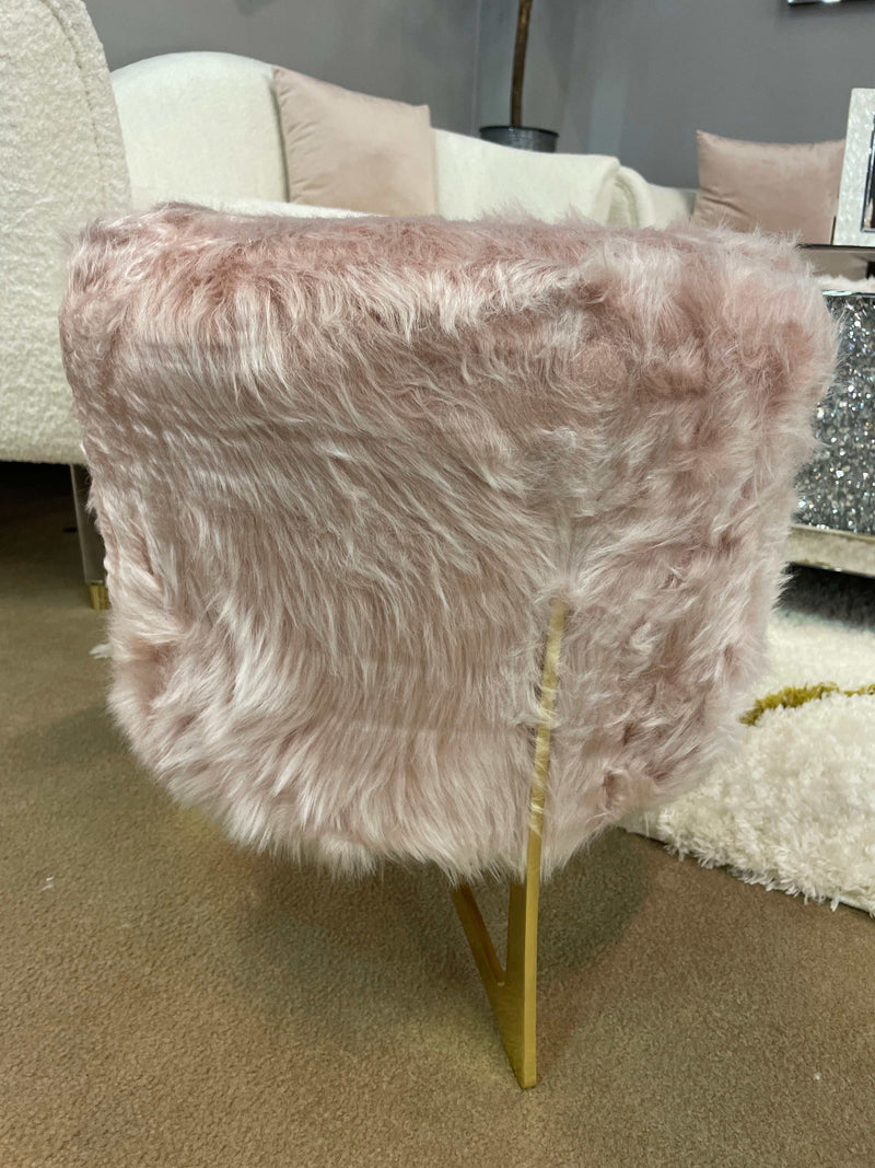 Small Accent Pouf Light Pink & Gold Finish - Ornate Home