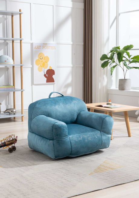 King Kid's Blue Velvet Bean Bag Chair - Ornate Home
