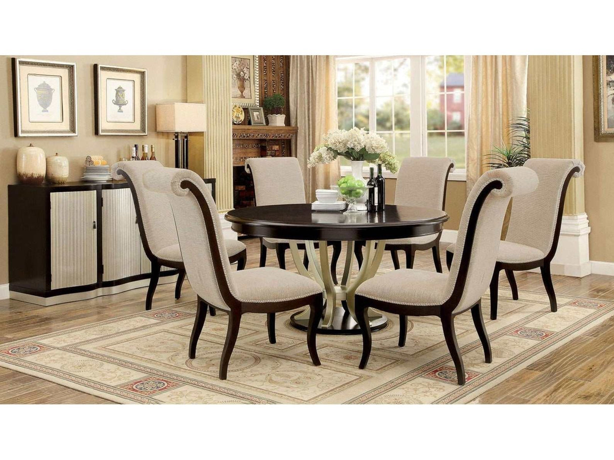 Ornette Espresso & Champagne Round Dining Table - Ornate Home