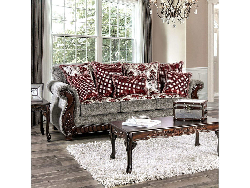 Whitland Light Gray & Red Sofa - Ornate Home