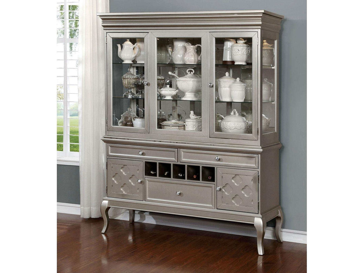 Amina Champagne Curio/Hutch Buffet - Ornate Home