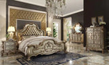 Dresden Bone PU & Gold Patina Eastern King Bed - Ornate Home