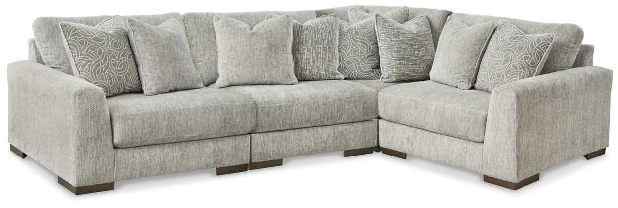 Regent Park Pewter 4pc Corner Sectional w/ Ottoman - Ornate Home