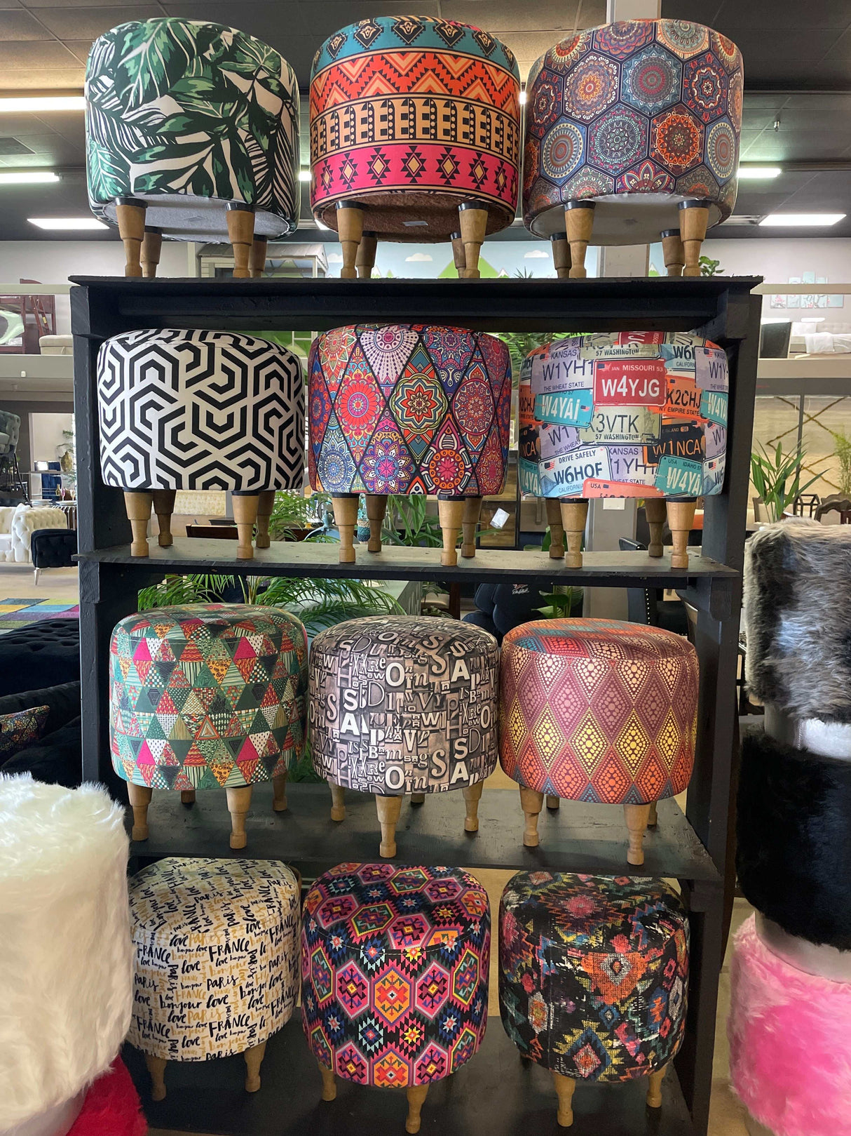 BOGO! Small Multi Color Accent Pouf - Ornate Home