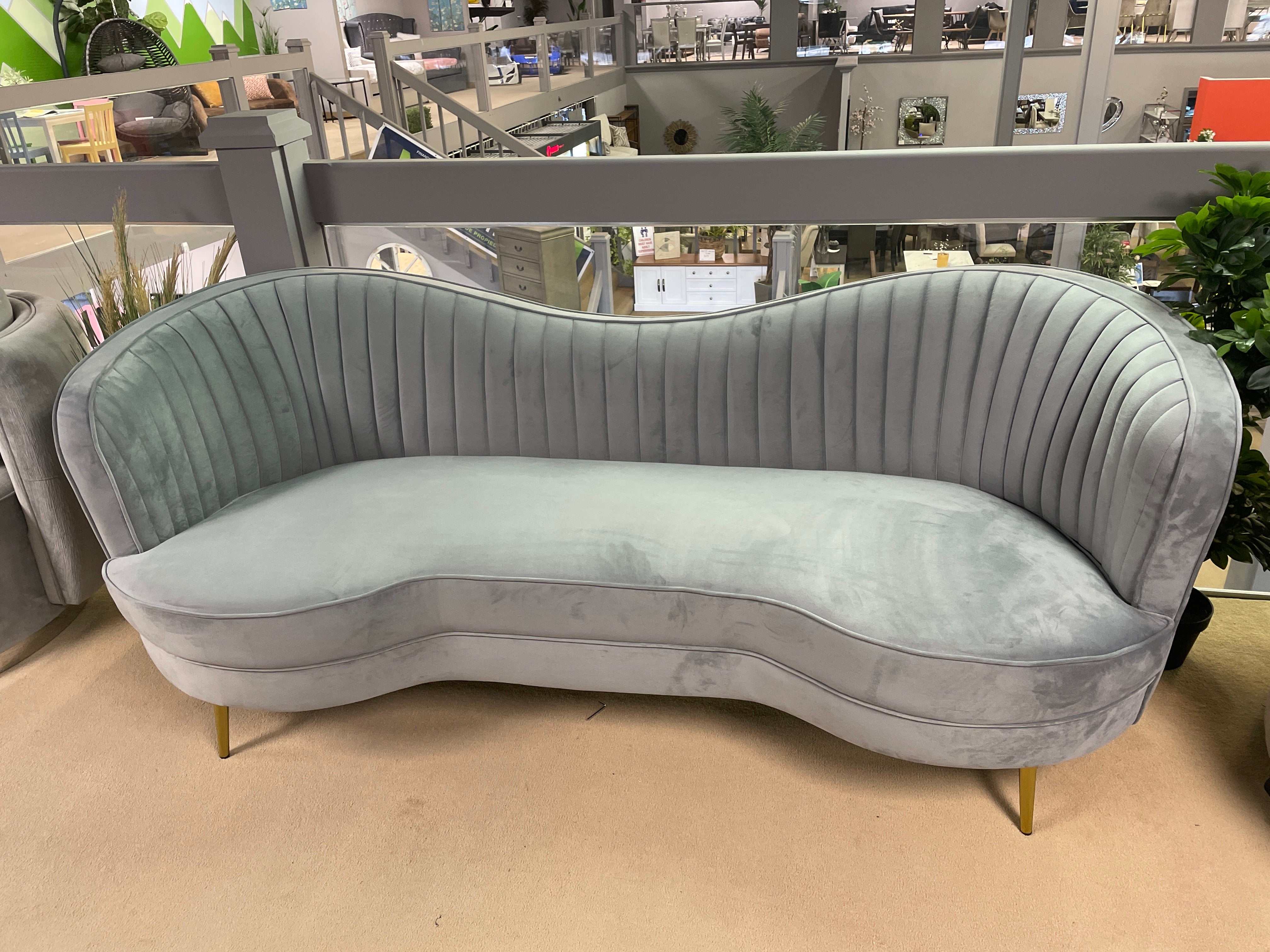 Sophia Grey & Gold Stationary Sofa - Ornate Home