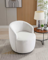 Tule Velvet Swivel Accent Armchair with Metal Ring Detail White - Ornate Home