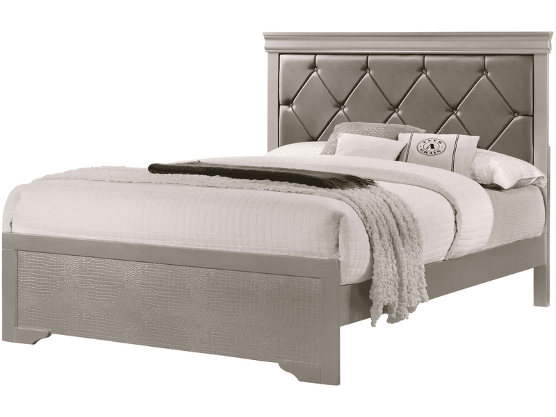 Amalia - Silver - Queen Panel Bed - Ornate Home