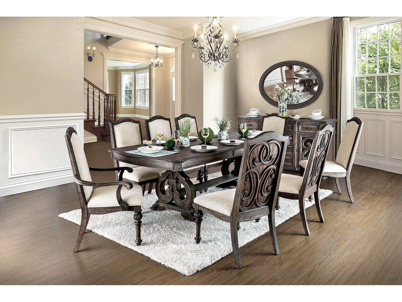Arcadia - Rustic Brown - Dining Table w/ 18" Leaf - Ornate Home
