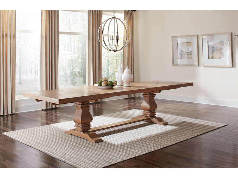Florence Rustic Smoke Double Pedestal Dining Table - Ornate Home