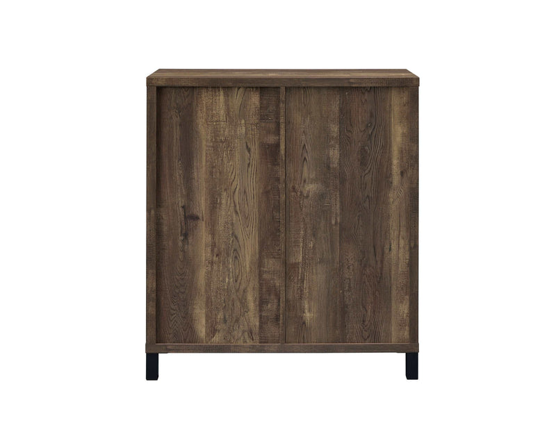 Danyal - Rustic Oak - Bar Cabinet w/ Sliding Door - Ornate Home
