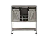 Layan Grey Driftwood Sliding Door Bar Cabinet w/ Lower Shelf - Ornate Home