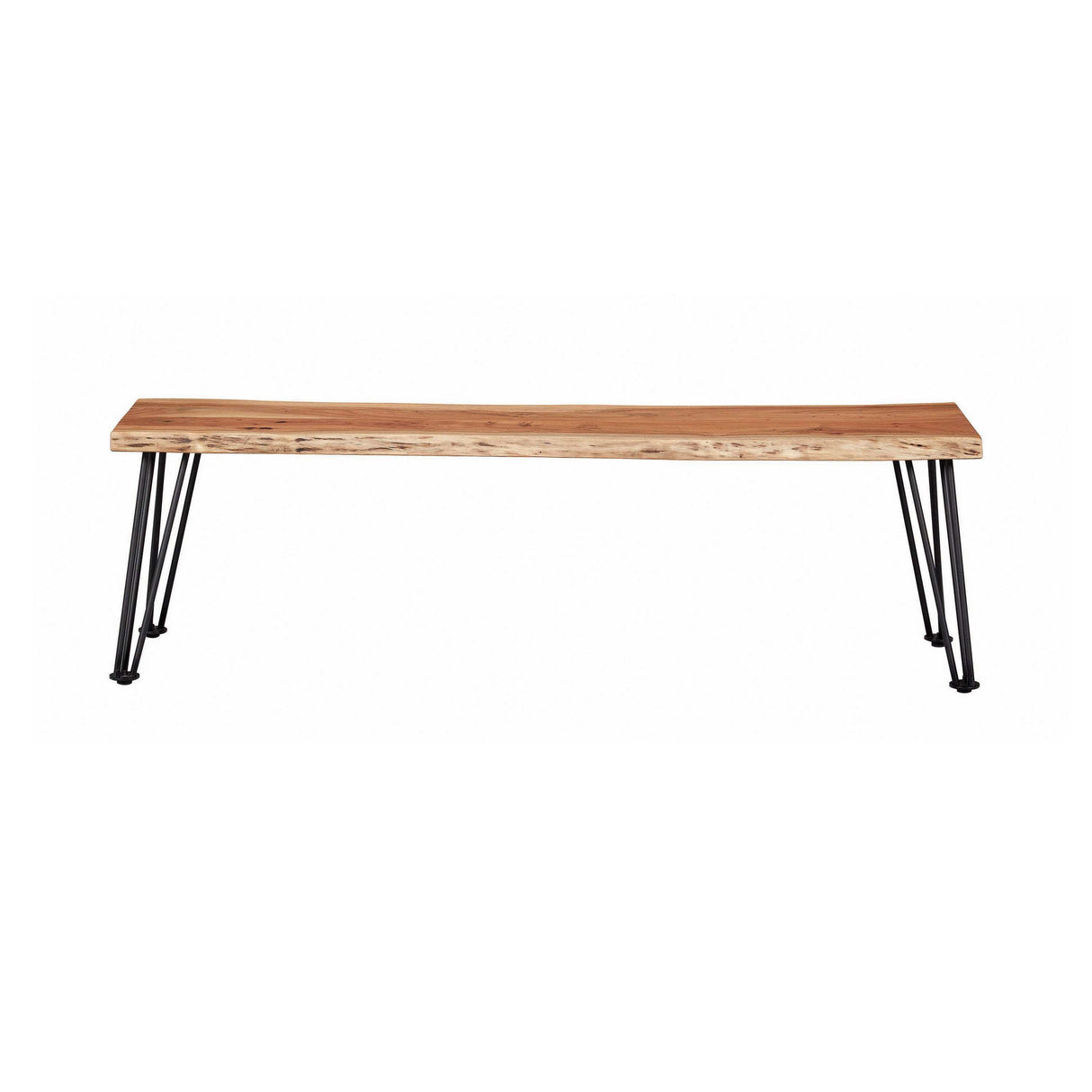 Sherman Natural Acacia & Matte Black Dining Bench - Ornate Home