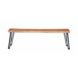 Sherman Natural Acacia & Matte Black Dining Bench - Ornate Home