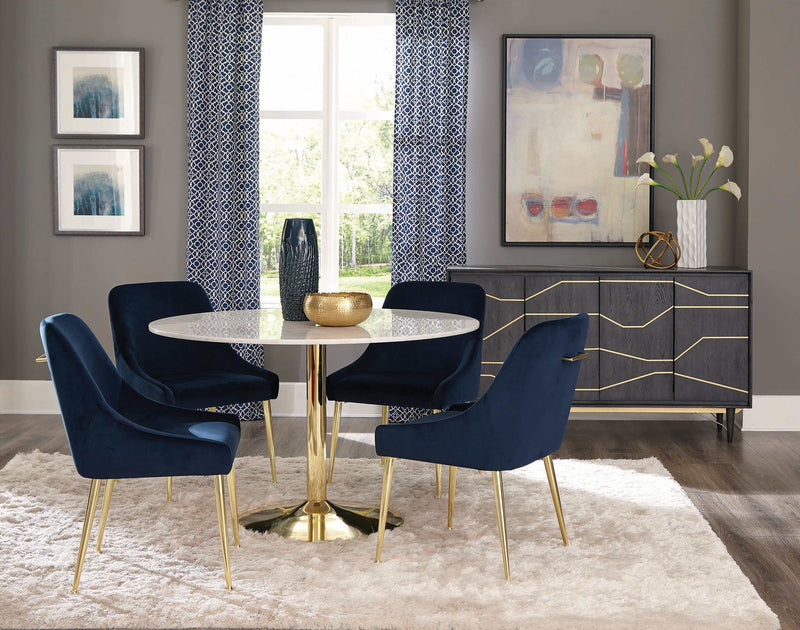 Ronan Dark Ink Blue & Gold Side Chairs (Set Of 2) - Ornate Home