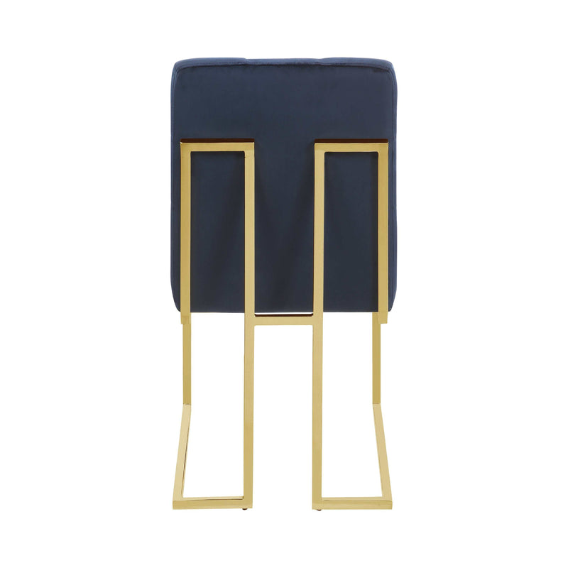 Ronan Dark Ink Blue & Gold Tufted Back Side Chairs (Set Of 2) - Ornate Home