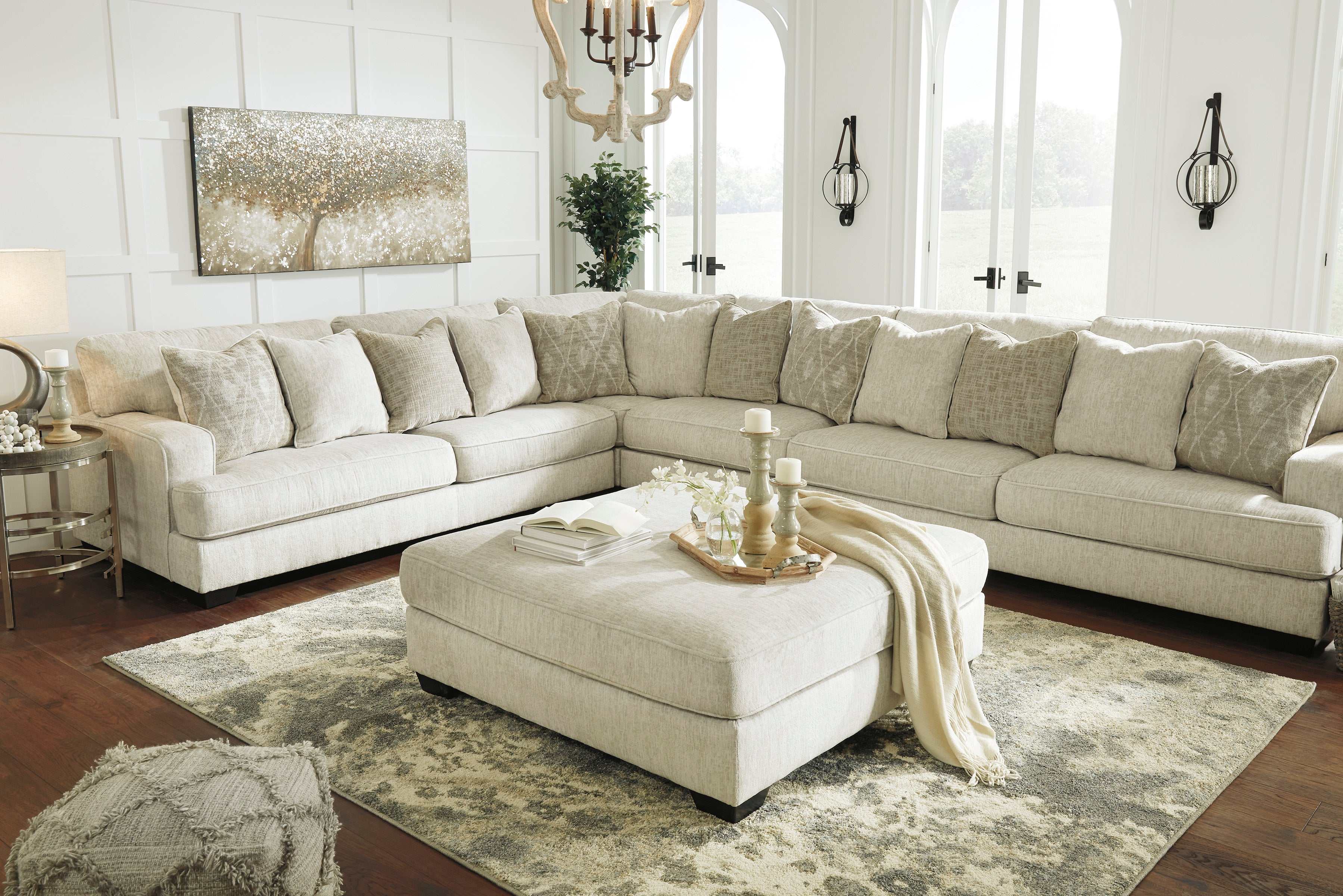 Rawcliffe Parchment 4pc Sectional Sofa - Ornate Home