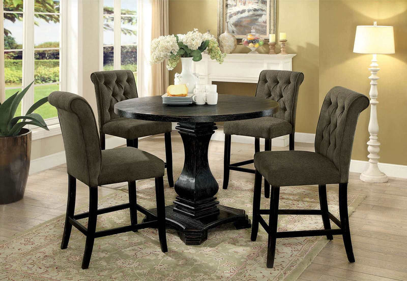 Sania Antique Black & Gray Counter Ht. Chair (Set of 2) - Ornate Home