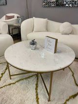 Kendorn White & Gold Round Coffee Table - Ornate Home