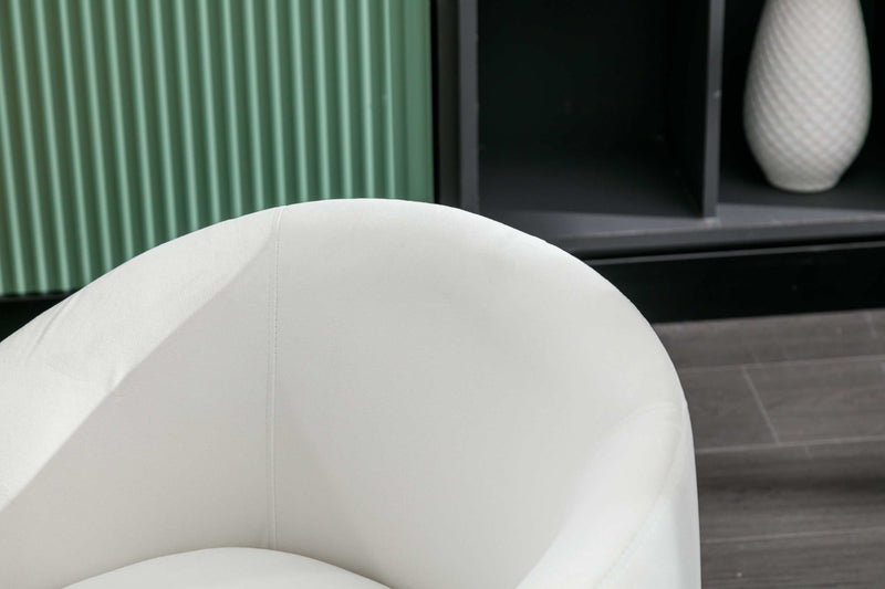 Tule Velvet Swivel Accent Armchair with Metal Ring Detail White