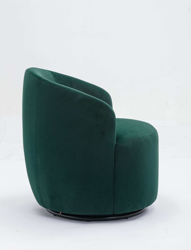 Tule Velvet Swivel Accent Armchair with Metal Ring Detail Green