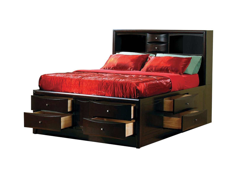Phoenix - Deep Cappuccino - California King Panel Bed w/ Storage - Ornate Home