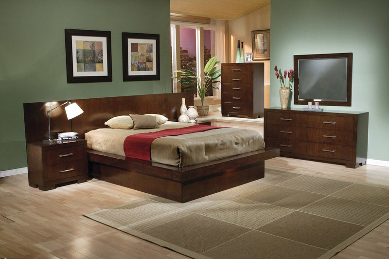 Jessica - Cappuccino - Eastern King Platform Bed w/  Rail Seating - Ornate Home