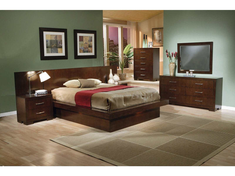 Jessica Cappuccino 5pc Queen Platform Bedroom Set - Ornate Home