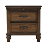 Franco Burnished Oak Nightstand w/ Pull Out Tray - Ornate Home