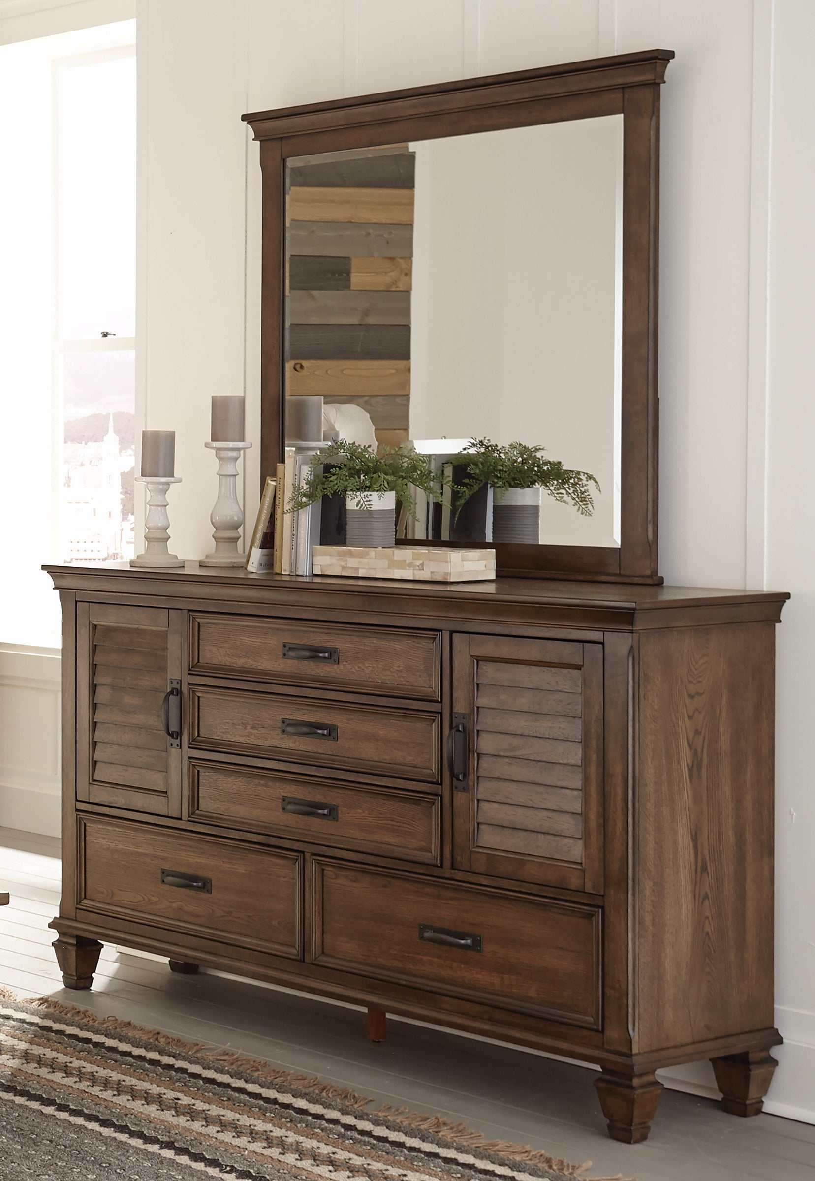 Franco Burnished Oak Mirror - Ornate Home