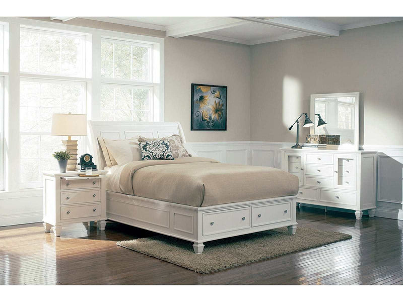 Sandy Beach - White - 5pc Queen Bedroom Set w/ Storage - Ornate Home
