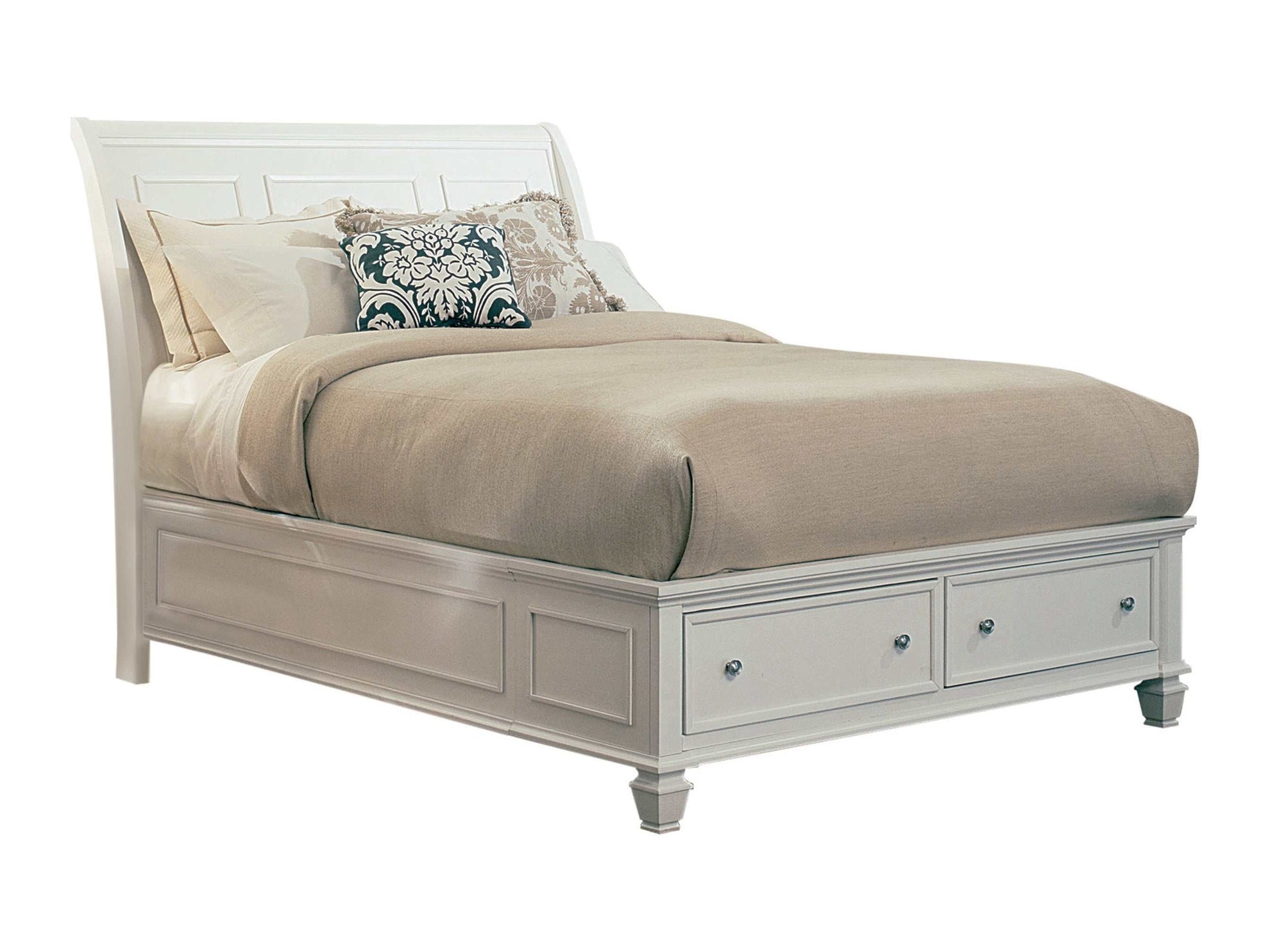 Sandy Beach White Eastern King Storage Bed - Ornate Home