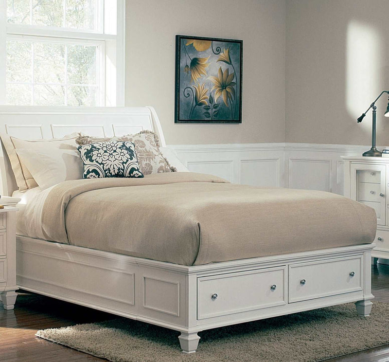 Sandy Beach White Eastern King Storage Bed - Ornate Home