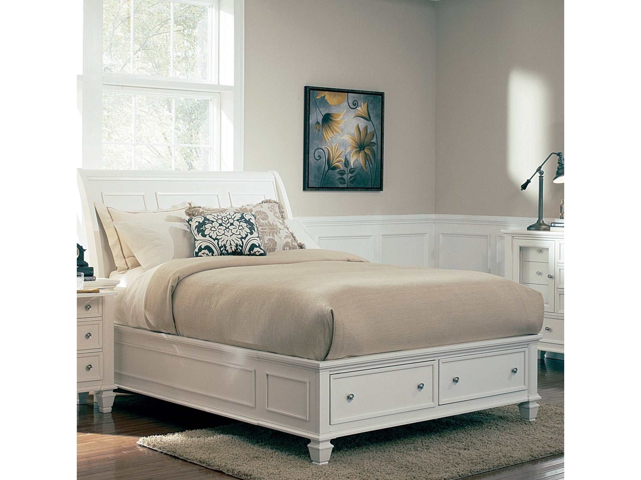 Sandy Beach White Queen Storage Bed - Ornate Home