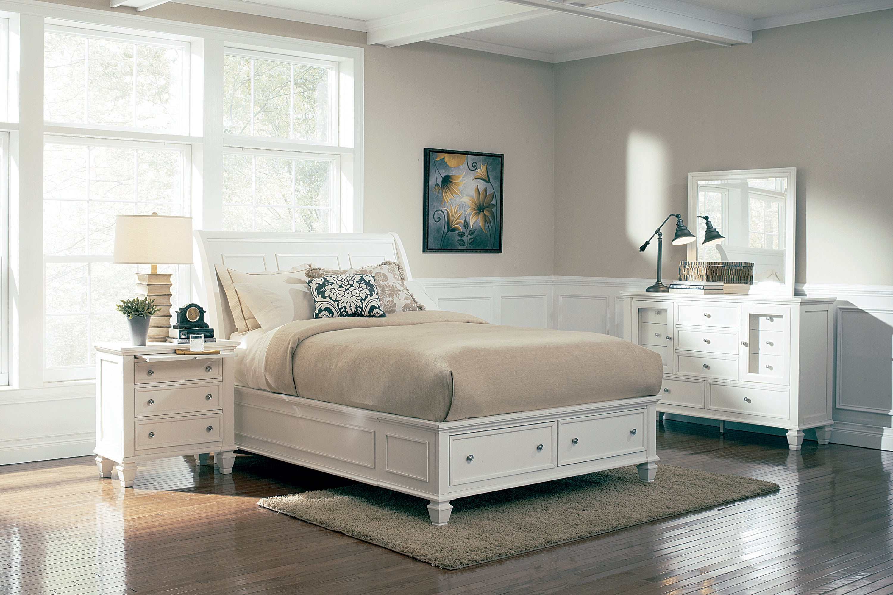 Sandy Beach White California King Storage Bed - Ornate Home